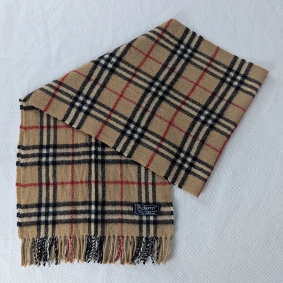 Authentic Burberrys Lambswool Scarf Beige – Unisex Check – Pre-Owned – Fast Ship - Picture 1 of 7
